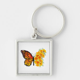 Porte-clés Flower Butterfly with Yellow California Poppy