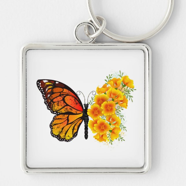 Porte-clés Flower Butterfly with Yellow California Poppy (Devant)