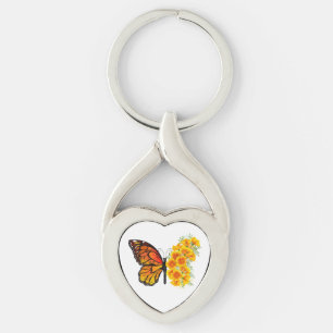 Porte-clés Flower Butterfly with Yellow California Poppy