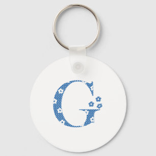 Porte-clés flower Patterned Letter G(blue & dots)