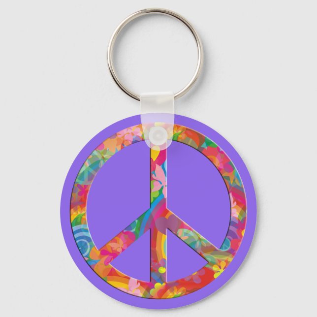 Porte-clés Flower Power Paix | lila (Recto)