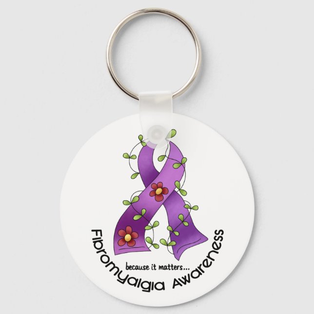 Porte-clés Flower Ribbon FIBROMYALGIA AWARENESS T-Shirts (Recto)