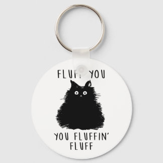 Porte-clés Fluff You Black Cat Drawing