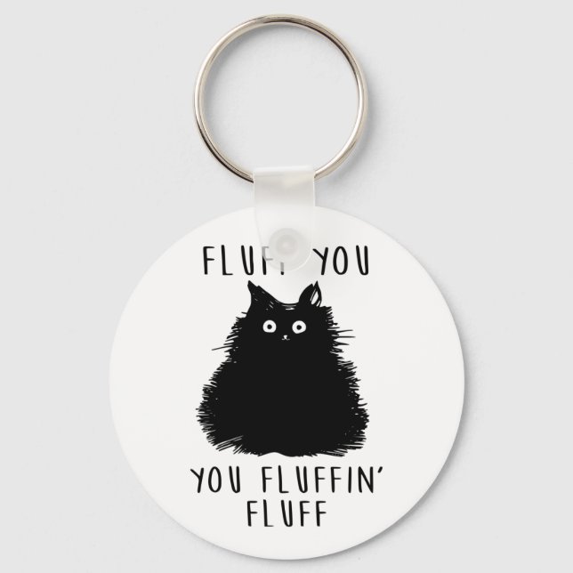 Porte-clés Fluff You Black Cat Drawing (Recto)