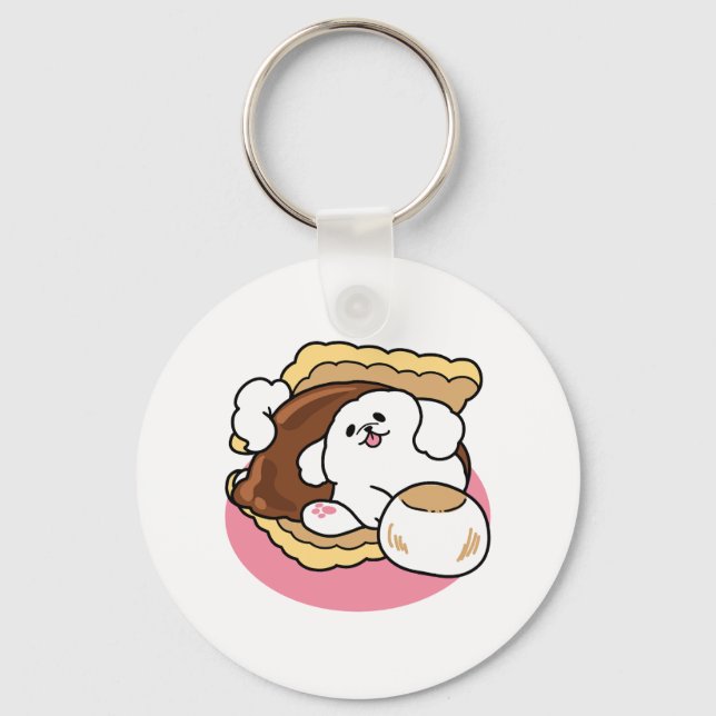 Porte-clés Fluffier Tha’more - Chien mignon et Pun de dessert (Recto)
