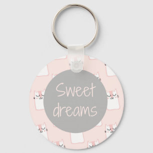 Porte-clés Fluffy Marshmallow Kitty en rose   Sweet Dreams