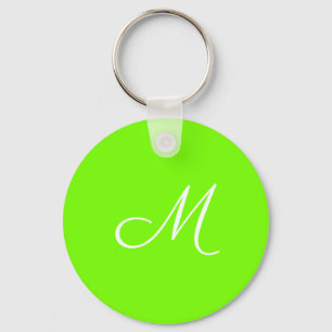 Porte-clés fluorescent green  -  monogrammed