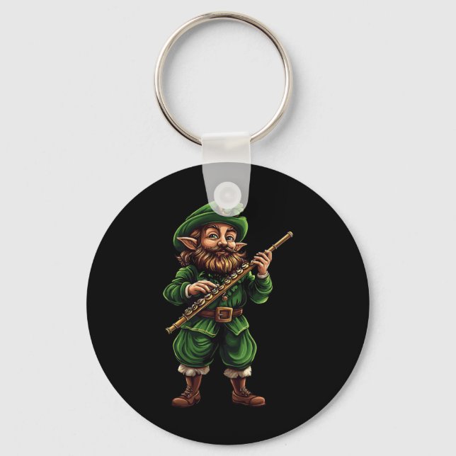 Porte-clés Flûte de lutin drôle de jour de la Saint-Patrick m (Recto)