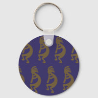 Flûte Jouer Kokopelli Figure - Vert sur Bleu