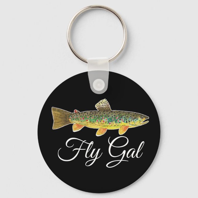 Porte-clés FLY GAL - Pêcheuse à la mouche Pêcheuse femme (Recto)