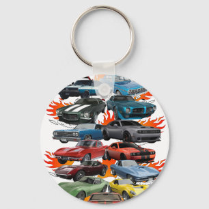 Porte-clés Folie des voitures ! Voitures de muscle, voitures