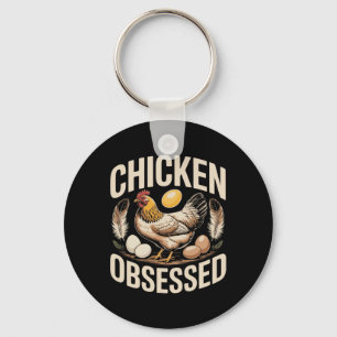 Porte-clés Folle de poulet drôle Ckyard amoureux de poules _2