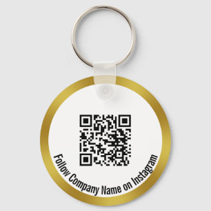 Porte-clés Follow Company Instagram Black White Gold QR Code