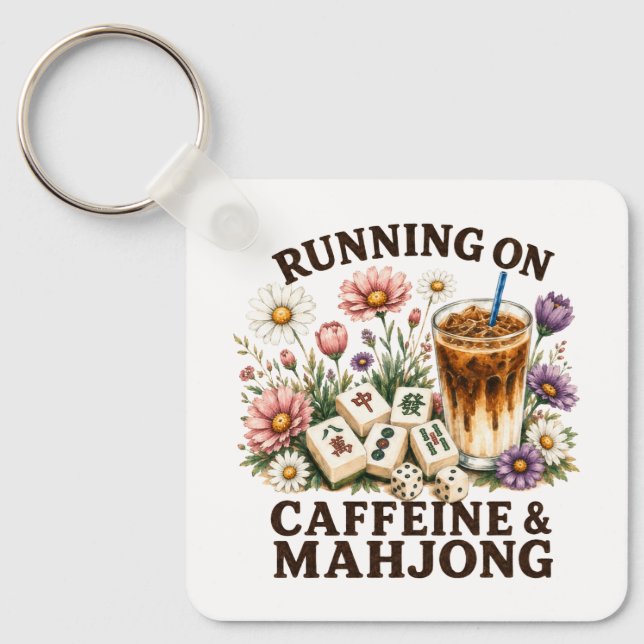 Porte-clés Fonctionne à la caféine et au Mahjong (Recto)