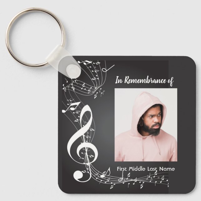 Porte-clés Fond de notes de musique pour souvenir commémorati (Recto)