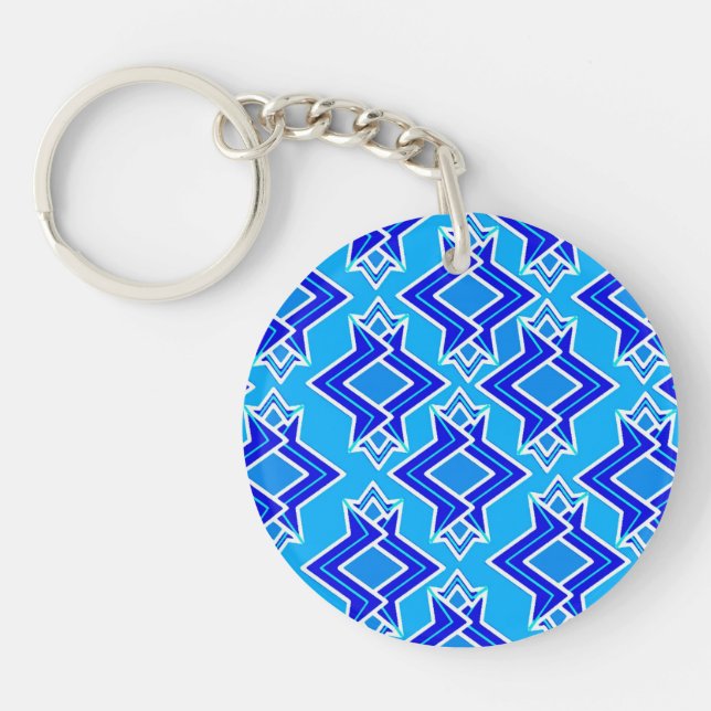 Porte-clés Fond d'écran Art déco Motif, bleu cérulean (Devant)