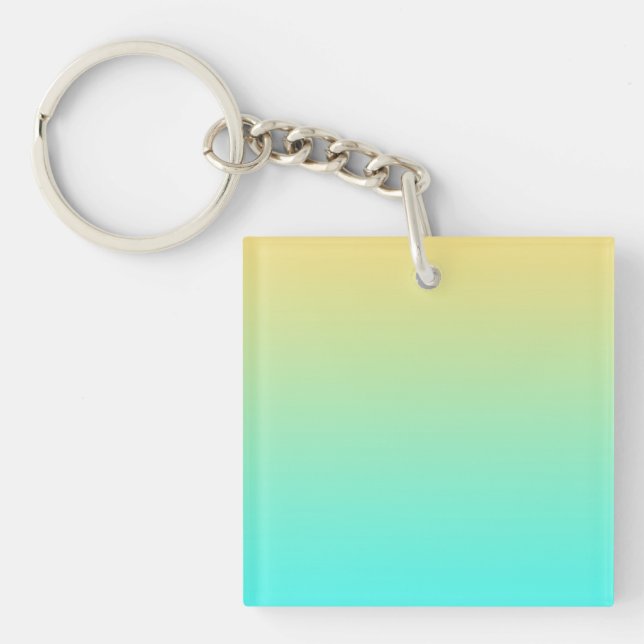Porte-clés Fond dégradé pastel turquoise jaune (Devant)