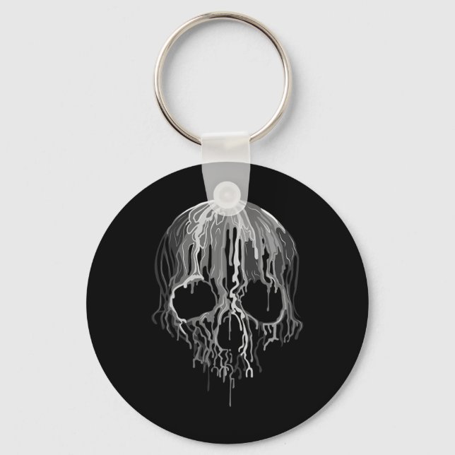 Porte-clés Fonte crâne noir blanc Art graphique Halloween (Recto)