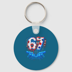 Porte-clés Football 67 six sept 4 juillet rouge blanc bleu dr