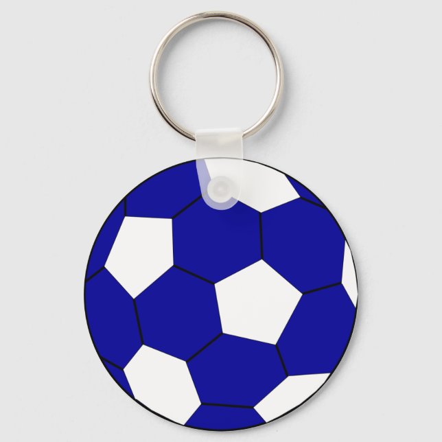 Porte-clés Football bleu et blanc (Recto)
