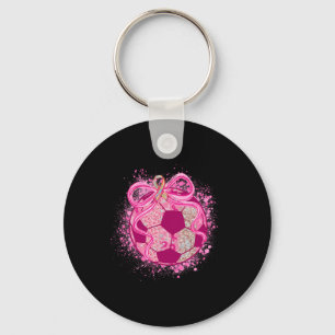 Porte-clés Football Coquette Arc Ruban Rose de Sensibilisatio