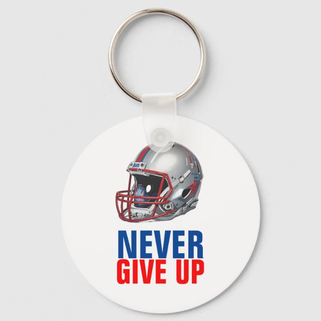 Porte-clés Football Motivational Never Give Up  (Recto)