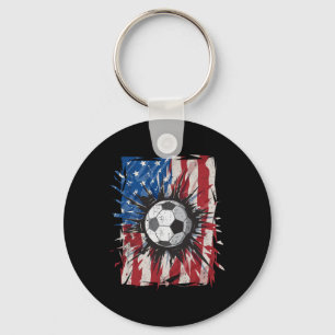 Porte-clés Football Patriotique 4 Juillet Hommes Drapeau Amér