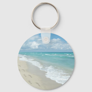 Porte-clés Footprints on White Sandy Beach, Scenic Aqua Blue