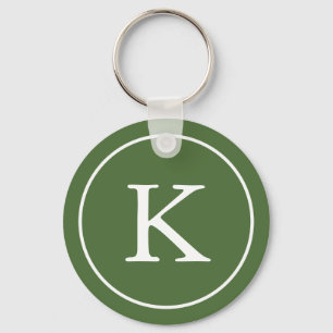 Porte-clés Forest Green et initiale blanche de monogramme du