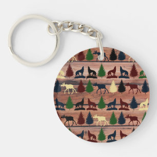Porte-clés Forest Moose Wolf Wilderness Mountain Cabine Russe