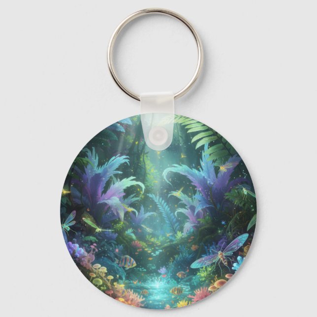 Porte-clés Forêt de bioluminescence enchantée Jungle magique  (Recto)