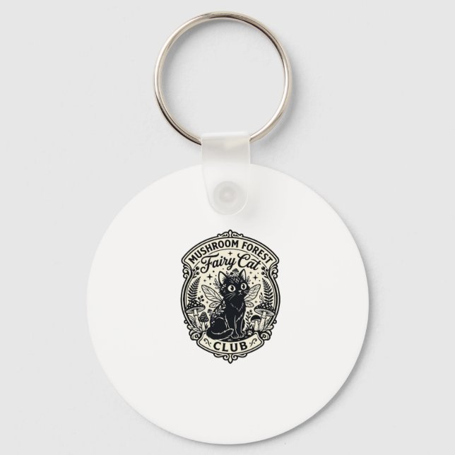 Porte-clés Forêt de champignons Fée Chat Drôle Chat Graphique (Recto)