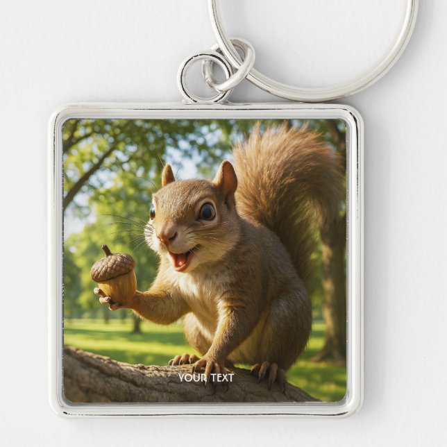 Porte-clés Forêt de fantaisie de petits écureuils mignons et  (Devant)