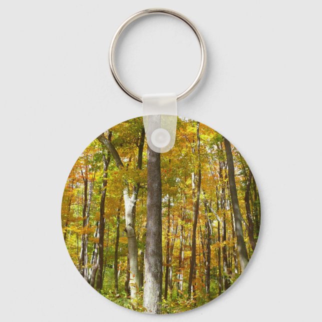 Porte-clés Forêt du paysage d'automne Feuille Jaune (Recto)