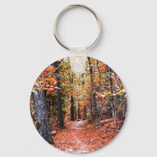 Porte-clés Forêt peinte sentier d'automne Cadeaux d'aquarelle