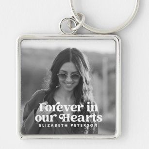 Porte-clés Forever in our Hearts Simple Photo personnalisée M