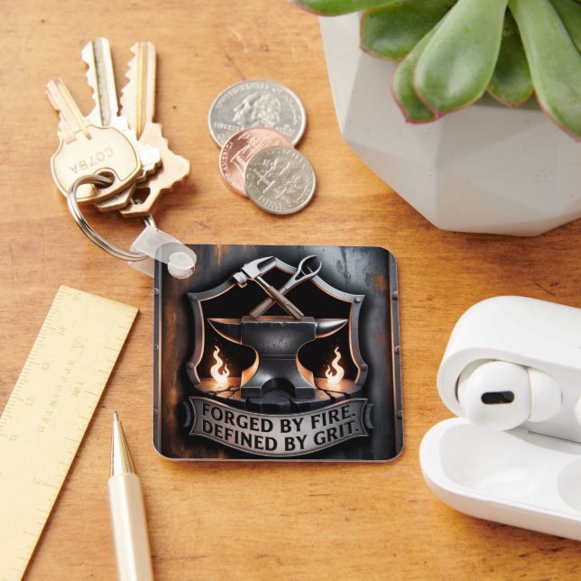 Porte-clés Forgé par le Feu – Emblème de forgeron (Bureau)