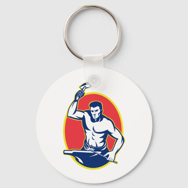 Porte-clés forgeron avec marteau percutant anvil (Recto)