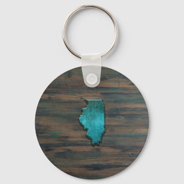 Porte-clés Forme d'état de l'Illinois Turquoise (Recto)
