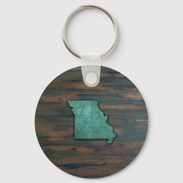 Porte-clés Forme d'état du Missouri Turquoise (Recto)