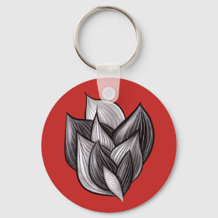 Porte-clés Formes Abstraites Rouge Et Noir Minimaliste Modern