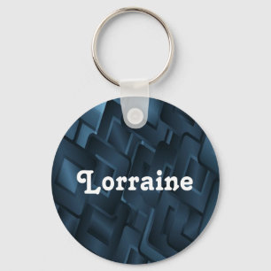 Porte-clés Formes de losange bleu de nom personnalisé