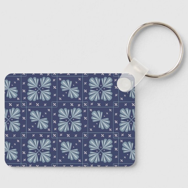 Porte-clés Formes géométriques bleues motif  (Recto)