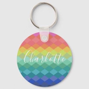 Porte-clés Formes géométriques colorées Rainbow Personnalisée