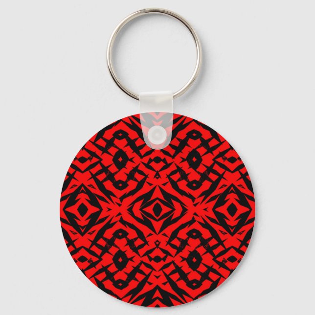 Porte-clés Formes tribales rouges motif (Recto)