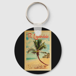 Porte-clés Fort Lauderdale Floride Palm Tree Beach Vintage