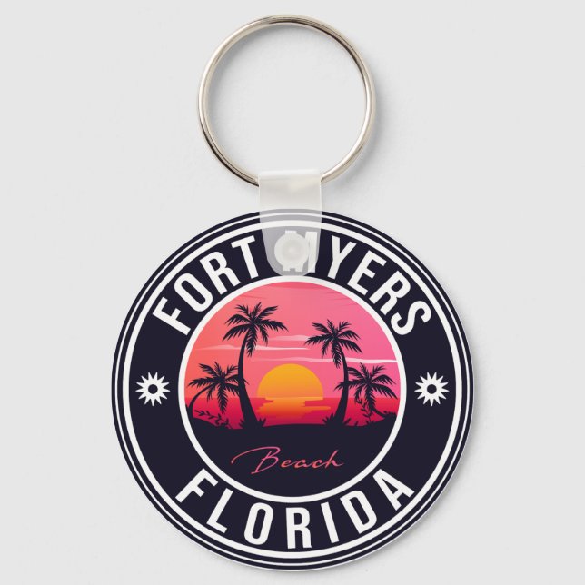 Porte-clés Fort Myers Beach Retro - Florida Souvenirs Keychai (Recto)