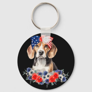 Porte-clés Foulard pour chien Beagle Drapeau Américain 4 juil