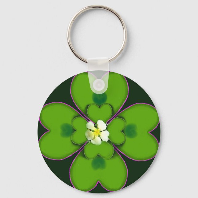 Porte-clés Four Leaf Clover St Patrick Irish Flower Patty (Recto)