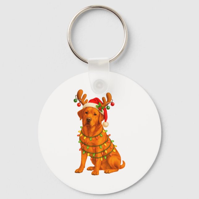Porte-clés Fox Red Lab Christmas Tree Light Pajama Labrador D (Recto)